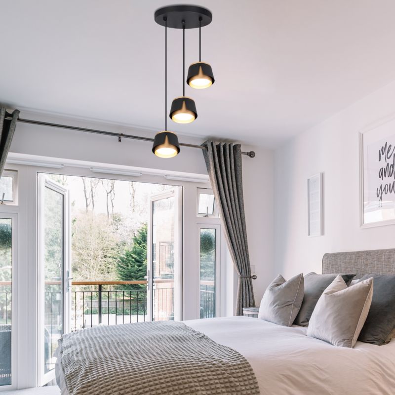 Lampa wisząca XUDO 3-punktowa GX53 1m Czarno-Złota Okrągła 1 szt.