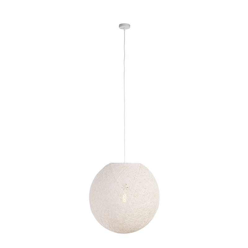 lampa wisząca z kloszem (1 punkt) do stołu jadalnego Qazqa Corda 60 biały okrągły max 60W kompatybilny z żarówką LED E27  1 szt.
