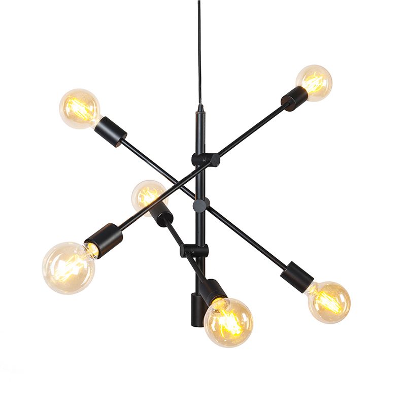 lampa wisząca z kloszem (5 punktów) do stołu jadalnego Qazqa Sydney 78 czarny max 40W E27 z 6 punktami świetlnymi  1 szt.