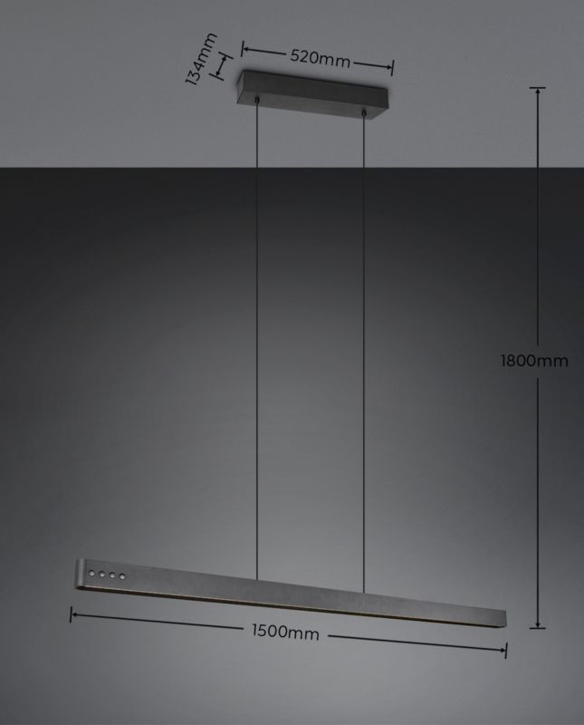 Lampa wisząca z pilotem Trio DONEGAL czarna LED 40W 2700-6500K 4650lm IP20 - 1 szt.