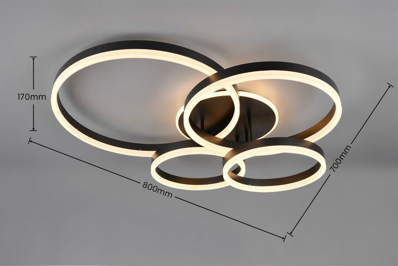 Lampa wisząca z pilotem Trio DRAKE czarna LED 50W 2700-6500K 5850lm IP20 - 1 szt.
