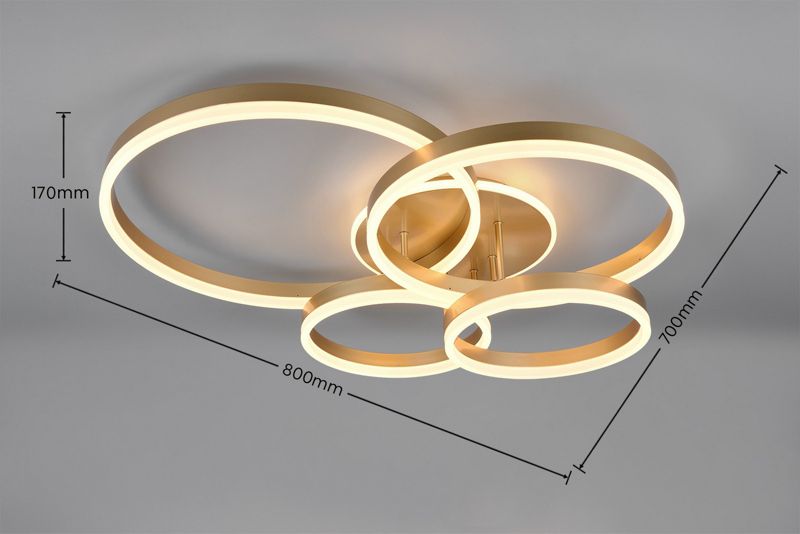 Lampa wisząca z pilotem Trio DRAKE złota LED 50W 2700-6500K 5850lm IP20 - 1 szt.