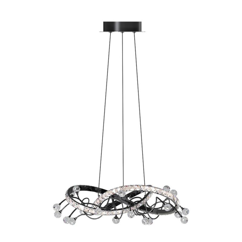 Lampa wisząca Zuma Line Maia 1371 czarna-kryształ-chromowana