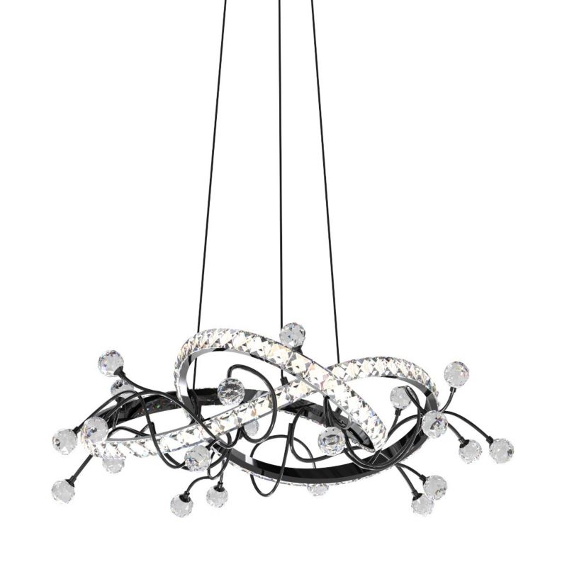 Lampa wisząca Zuma Line Maia 1371 czarna-kryształ-chromowana