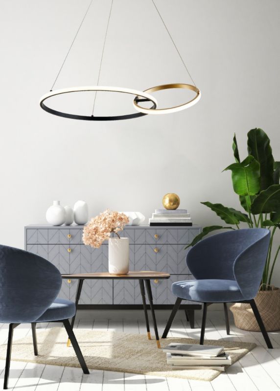 AllureMama Lampa wisząca Zuma Line Rando złoto-czarna wym: 150 x 64 x