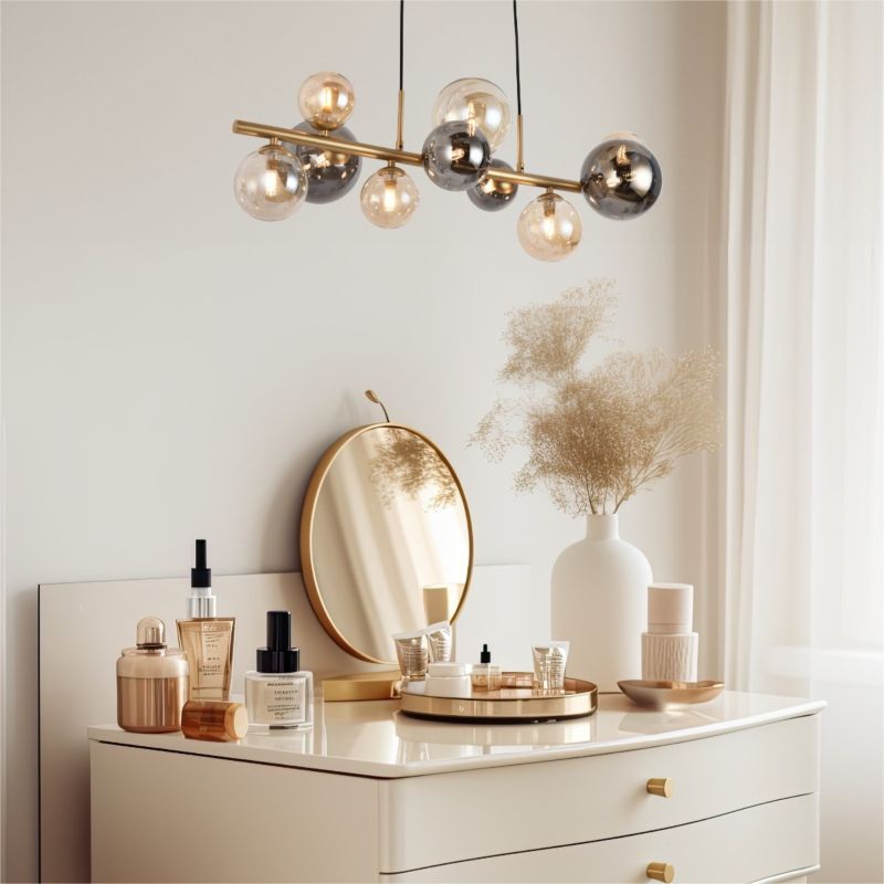 Lampa wisząca Zuma Line Villa 9974 złoto-szara-bursztynowy