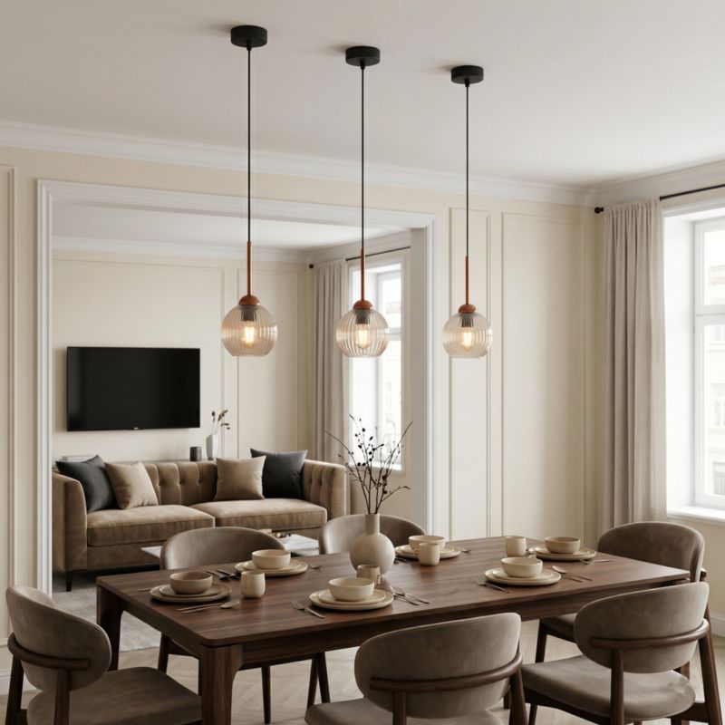Lampa wisząca zwis EDYLIT 1xE27 bursztynowy klosz loft do kuchni PION 15-045 1 szt.