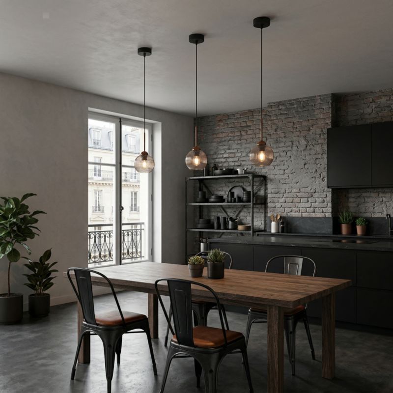 Lampa wisząca zwis EDYLIT 1xE27 bursztynowy klosz loft do kuchni PION 15-045 1 szt.