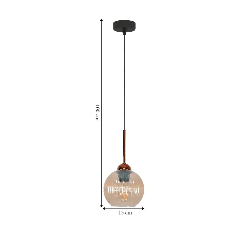 Lampa wisząca zwis EDYLIT 1xE27 bursztynowy klosz loft do kuchni PION 15-045 1 szt.