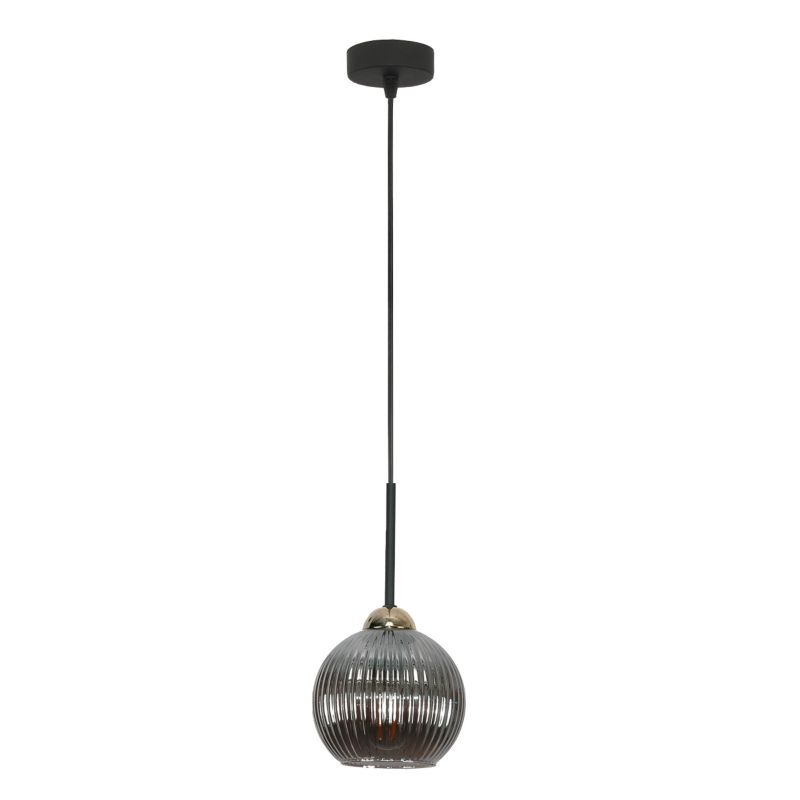 Lampa wisząca zwis EDYLIT 1xE27 grafitowy klosz ryflowany industrialna loft PION 15-025 1 szt.