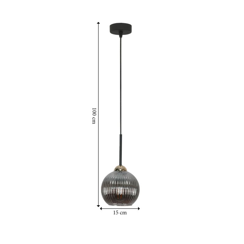 Lampa wisząca zwis EDYLIT 1xE27 grafitowy klosz ryflowany industrialna loft PION 15-025 1 szt.