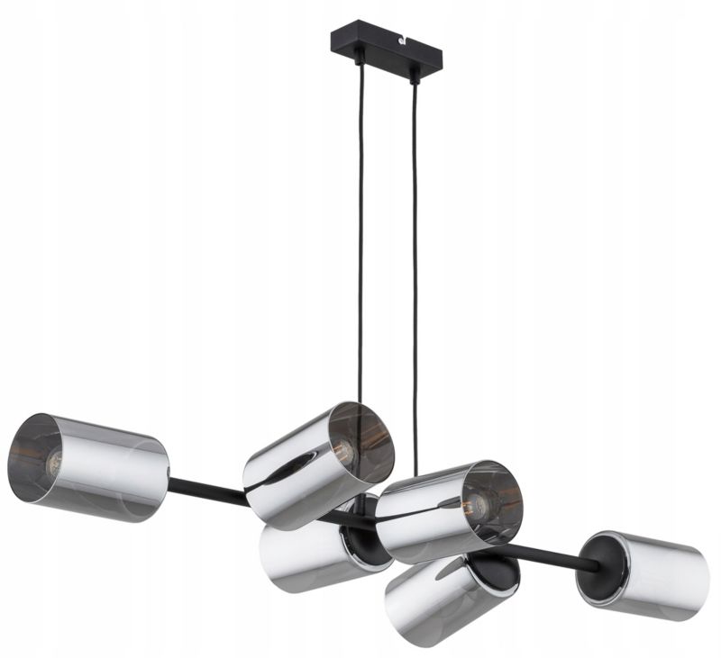 Lampa Wisząca Zwis Elko-Lighting 6 Punktowy Tuba E27 czarny 1 szt