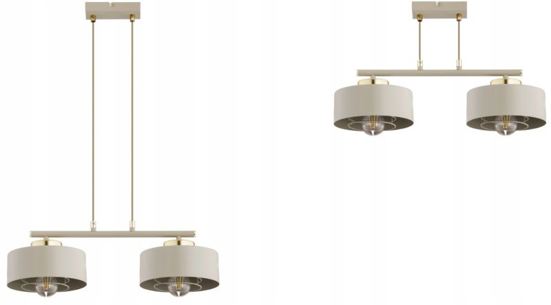 Lampa Wisząca Zwis Elko-Lighting Spring 2-Punktowy Ecru E27 beżowy 1 szt