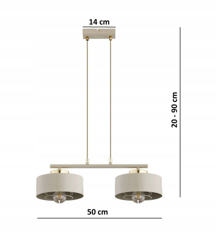Lampa Wisząca Zwis Elko-Lighting Spring 2-Punktowy Ecru E27 beżowy 1 szt