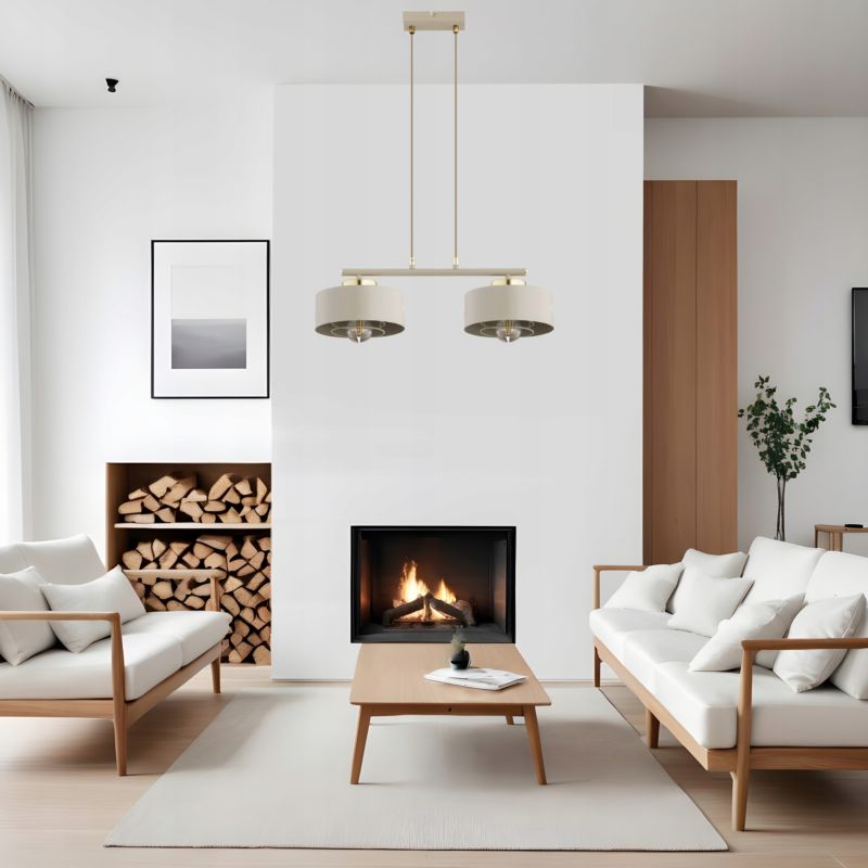 Lampa Wisząca Zwis Elko-Lighting Spring 2-Punktowy Ecru E27 beżowy 1 szt