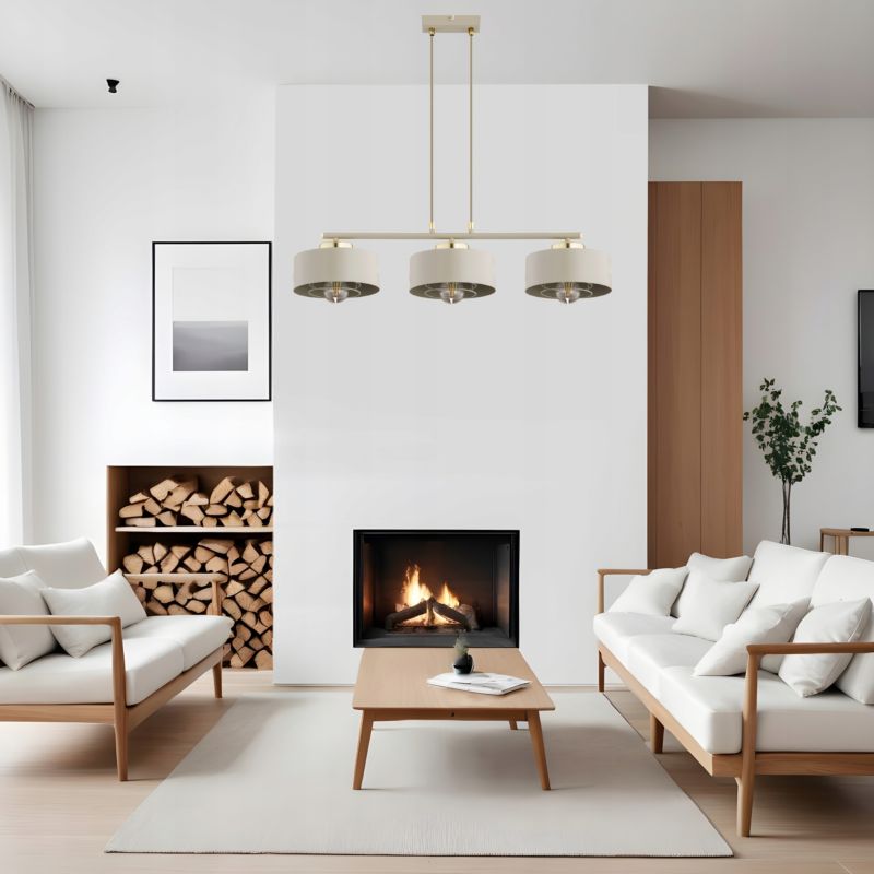 Lampa Wisząca Zwis Elko-Lighting Spring 3-Punktowy Ecru E27 beżowy 1 szt