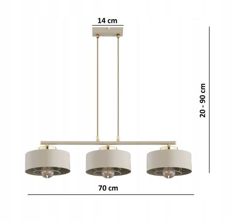 Lampa Wisząca Zwis Elko-Lighting Spring 3-Punktowy Ecru E27 beżowy 1 szt