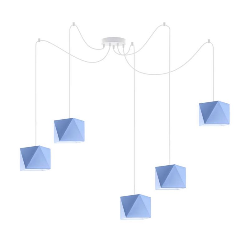 Lampa wisząca zwis Volta Light Factory żyrandol sufitowa pająk z abażurami diament Biały/Niebieski POP Z5 1szt.