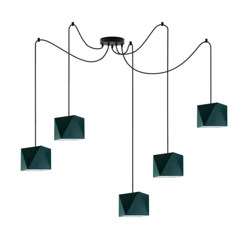 Lampa wisząca zwis Volta Light Factory żyrandol sufitowa pająk z abażurami diament Butelkowa zieleń POP Z5 1szt.