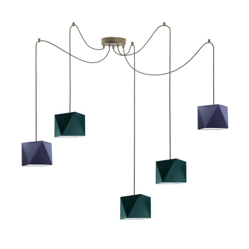 Lampa wisząca zwis Volta Light Factory żyrandol sufitowa pająk z abażurami diament Butelkowa zieleń POP Z5 1szt.