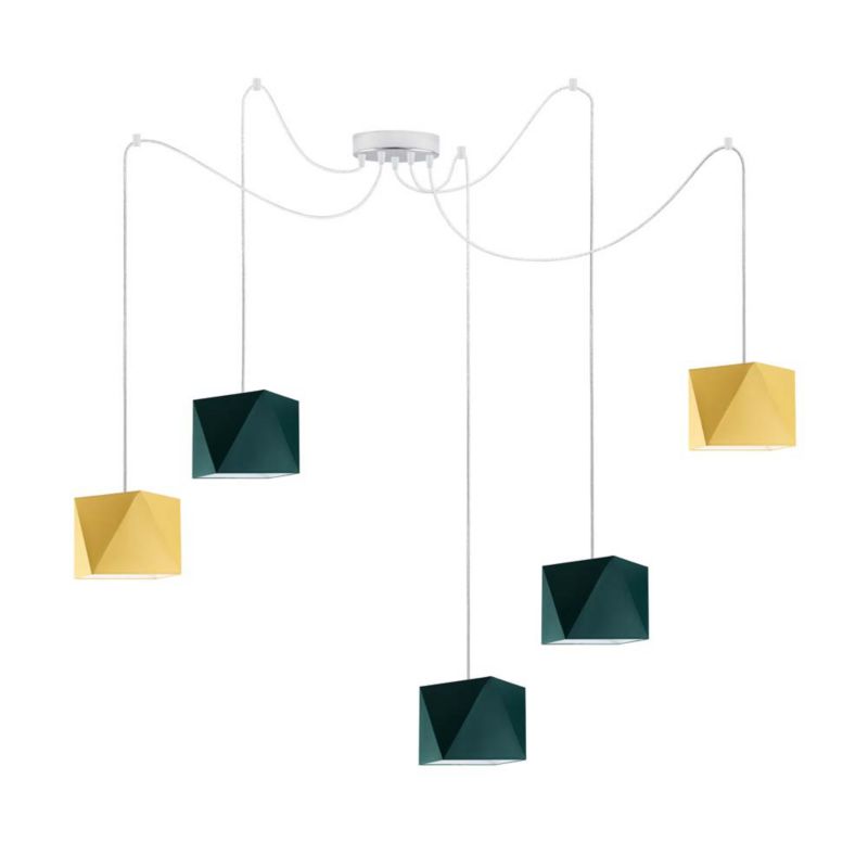 Lampa wisząca zwis Volta Light Factory żyrandol sufitowa pająk z abażurami diament Butelkowa zieleń POP Z5 1szt.