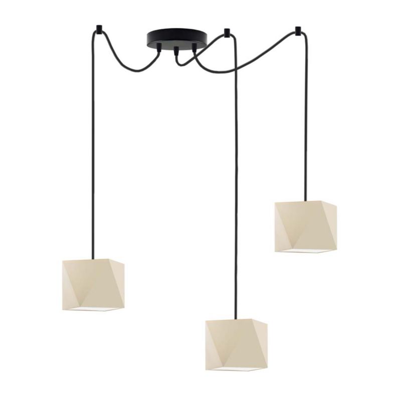 Lampa wisząca zwis Volta Light Factory żyrandol sufitowa pająk z abażurami diament Ecru POP Z3 1szt.