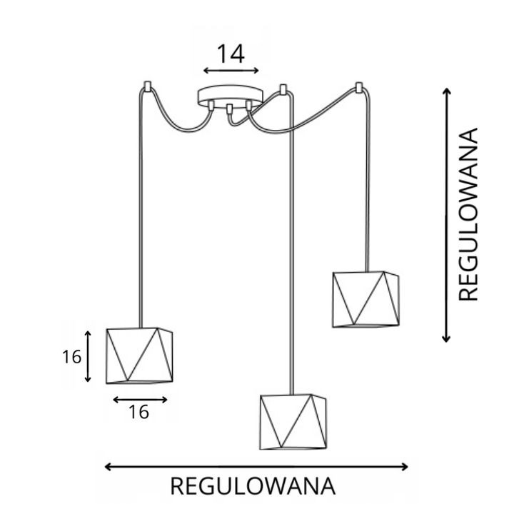 Lampa wisząca zwis Volta Light Factory żyrandol sufitowa pająk z abażurami diament Miętowy POP Z3 1szt.