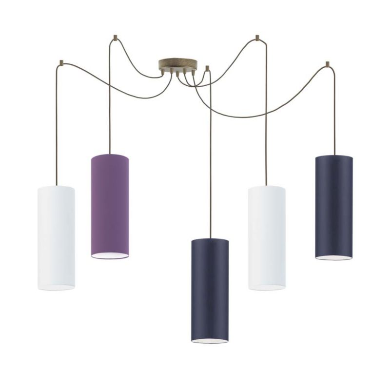 Lampa wisząca zwis Volta Light Factory żyrandol sufitowa pająk z abażurami tuba Butelkowa zieleń POGO Z5 1szt.