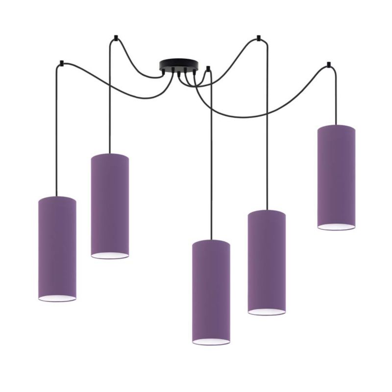 Lampa wisząca zwis Volta Light Factory żyrandol sufitowa pająk z abażurami tuba Fioletowy POGO Z5 1szt.
