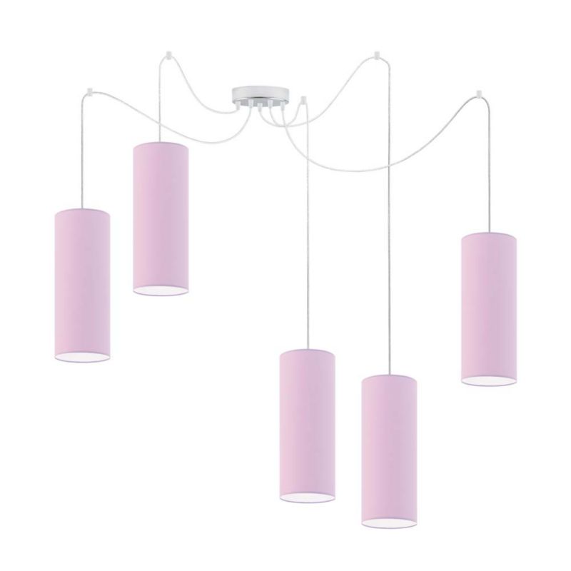 Lampa wisząca zwis Volta Light Factory żyrandol sufitowa pająk z abażurami tuba Jasny fioletowy POGO Z5 1szt.