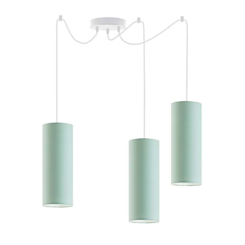 Lampa wisząca zwis Volta Light Factory żyrandol sufitowa pająk z abażurami tuba Miętowy POGO Z3 1szt.