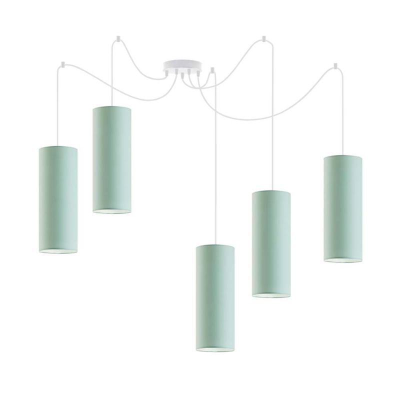 Lampa wisząca zwis Volta Light Factory żyrandol sufitowa pająk z abażurami tuba Miętowy POGO Z5 1szt.