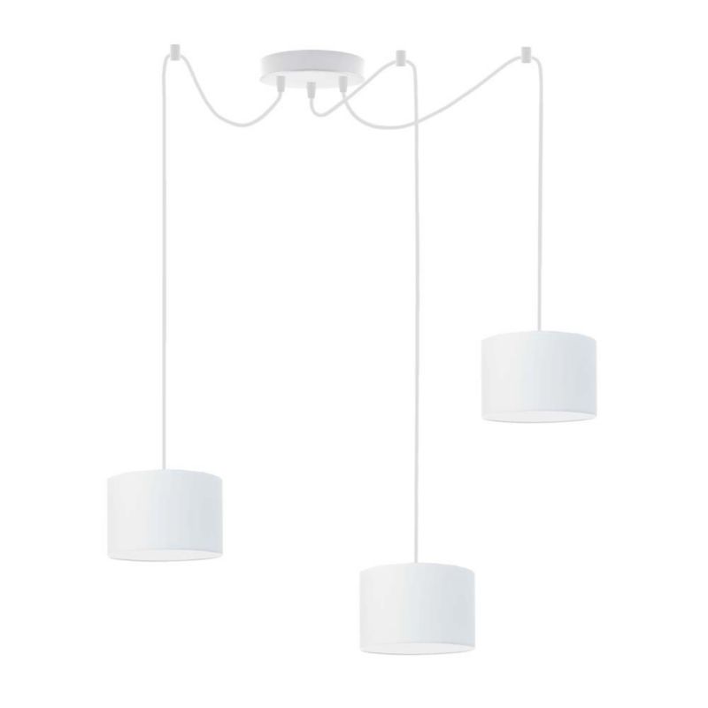 Lampa wisząca zwis Volta Light Factory żyrandol sufitowa pająk z abażurami walec Biały /Biały TANGO Z3 1szt.