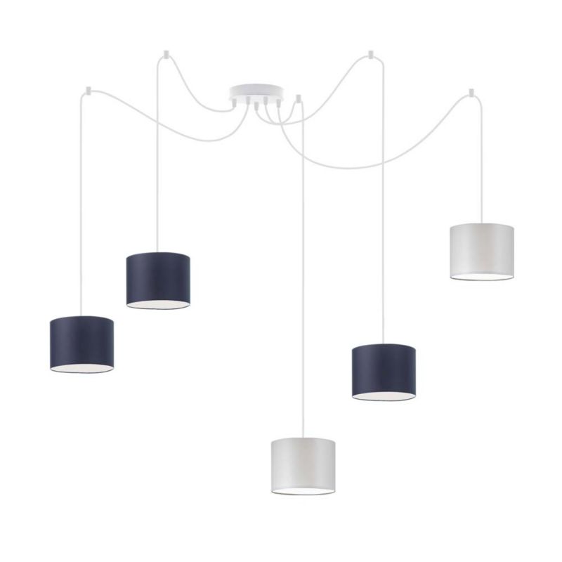 Lampa wisząca zwis Volta Light Factory żyrandol sufitowa pająk z abażurami walec Butelkowa zieleń TANGO Z5 1szt.