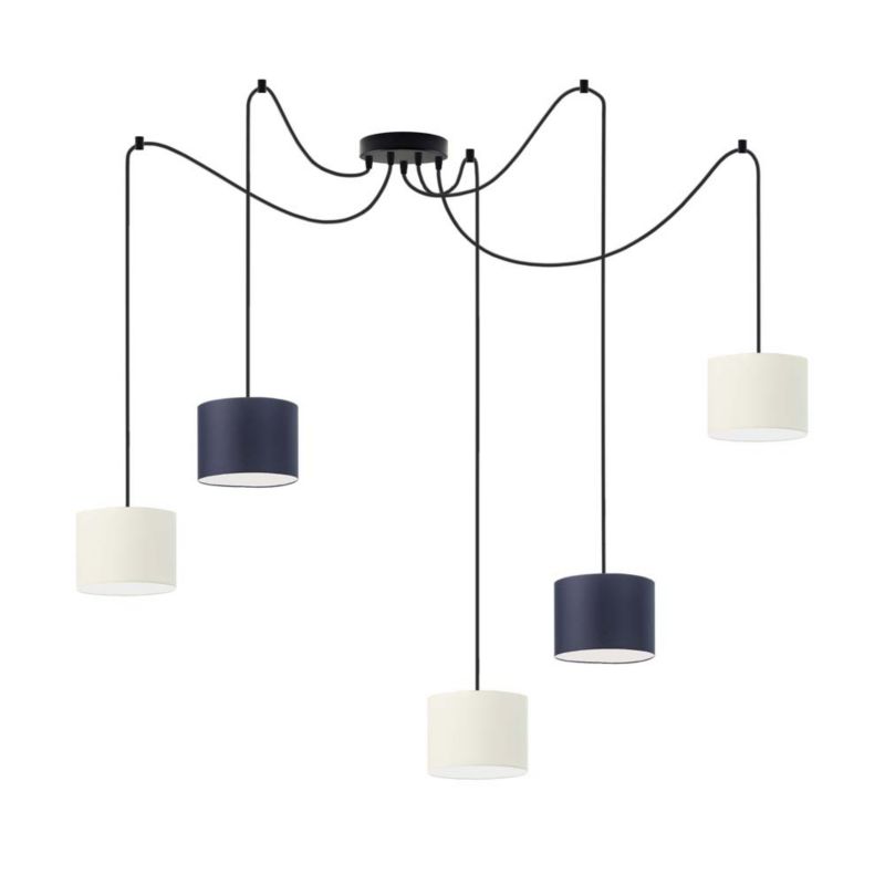 Lampa wisząca zwis Volta Light Factory żyrandol sufitowa pająk z abażurami walec Butelkowa zieleń TANGO Z5 1szt.