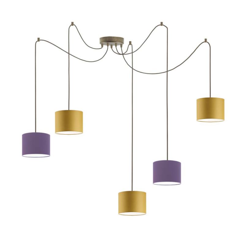 Lampa wisząca zwis Volta Light Factory żyrandol sufitowa pająk z abażurami walec Butelkowa zieleń TANGO Z5 1szt.