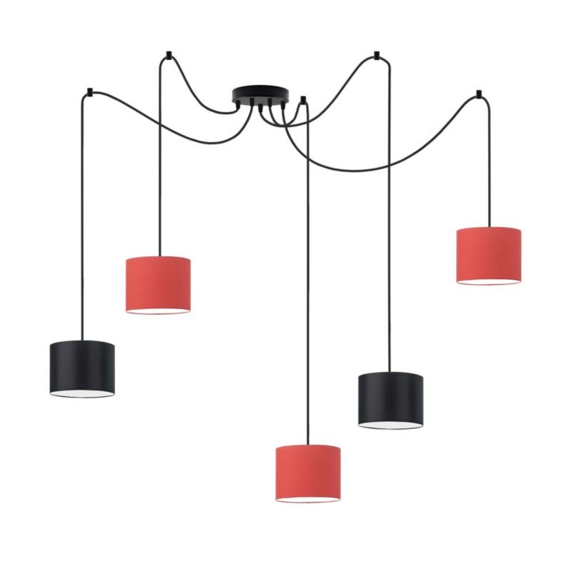 Lampa wisząca zwis Volta Light Factory żyrandol sufitowa pająk z abażurami walec Butelkowa zieleń TANGO Z5 1szt.