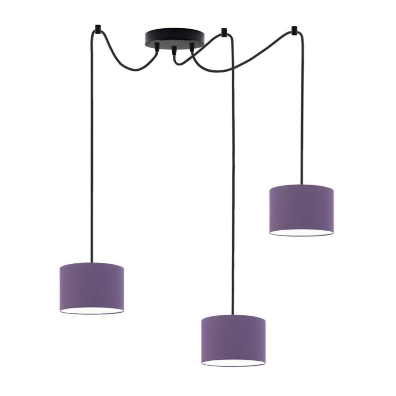 Lampa wisząca zwis Volta Light Factory żyrandol sufitowa pająk z abażurami walec Fioletowy TANGO Z3 1szt.