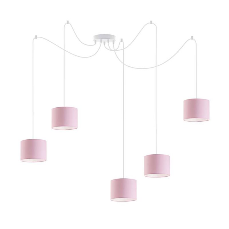 Lampa wisząca zwis Volta Light Factory żyrandol sufitowa pająk z abażurami walec Różowy TANGO Z5 1szt.