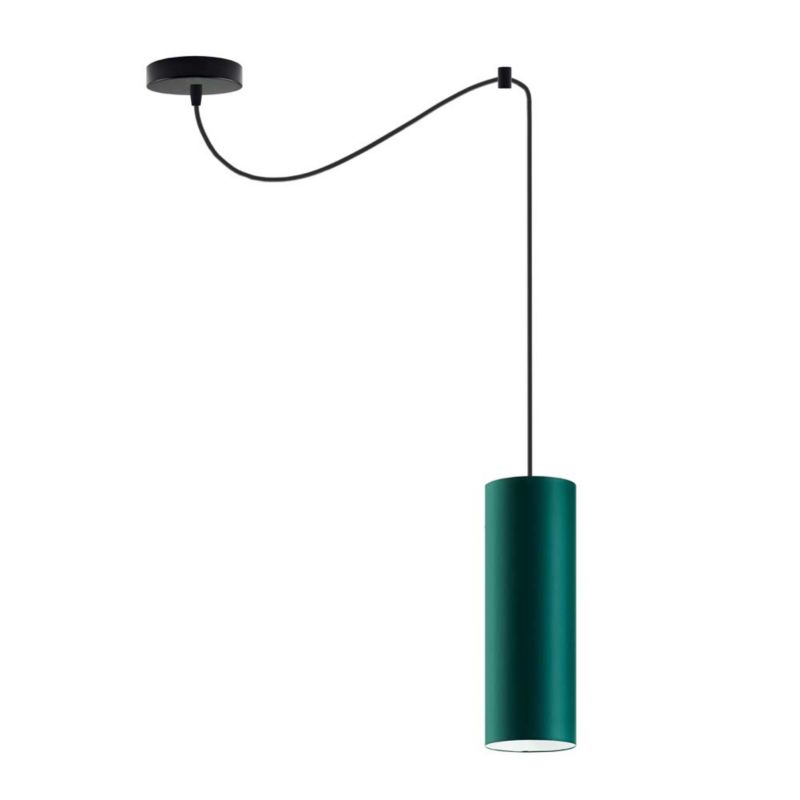 Lampa wisząca zwis Volta Light Factory żyrandol sufitowa pająk z abażurem tuba Butelkowa zieleń POGO Z1 1szt.