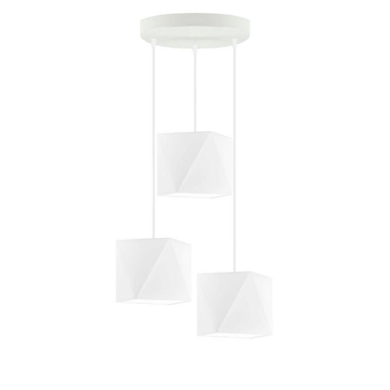 Lampa wisząca zwis Volta Light Factory żyrandol sufitowa z abażurami diament Biały BURNE Z3 1szt.