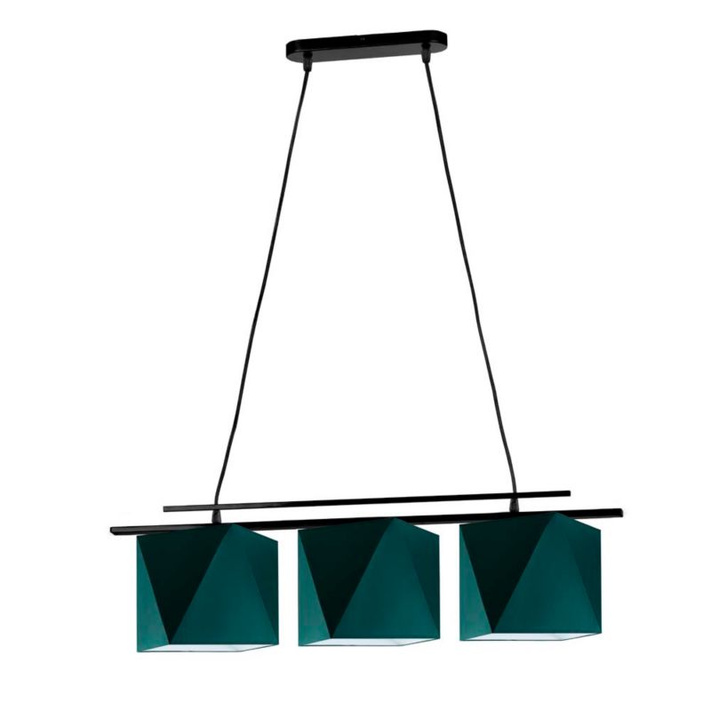 Lampa wisząca zwis Volta Light Factory żyrandol sufitowa z abażurami diament Butelkowa zieleń BARCELONA Z3 1szt.
