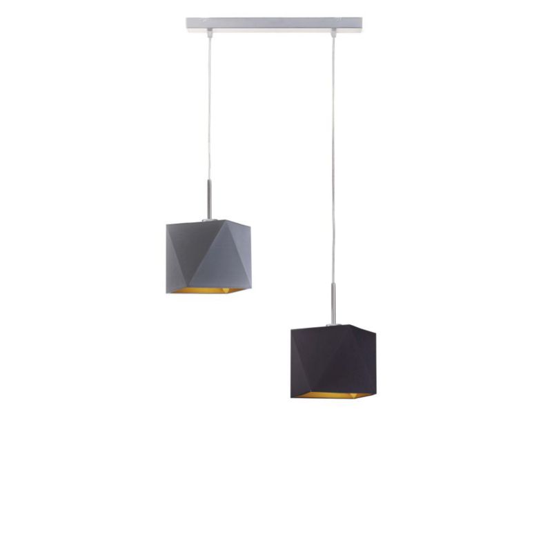 Lampa wisząca zwis Volta Light Factory żyrandol sufitowa z abażurami diament Czarny, szary ze złotem BELARUS Z2 1szt.