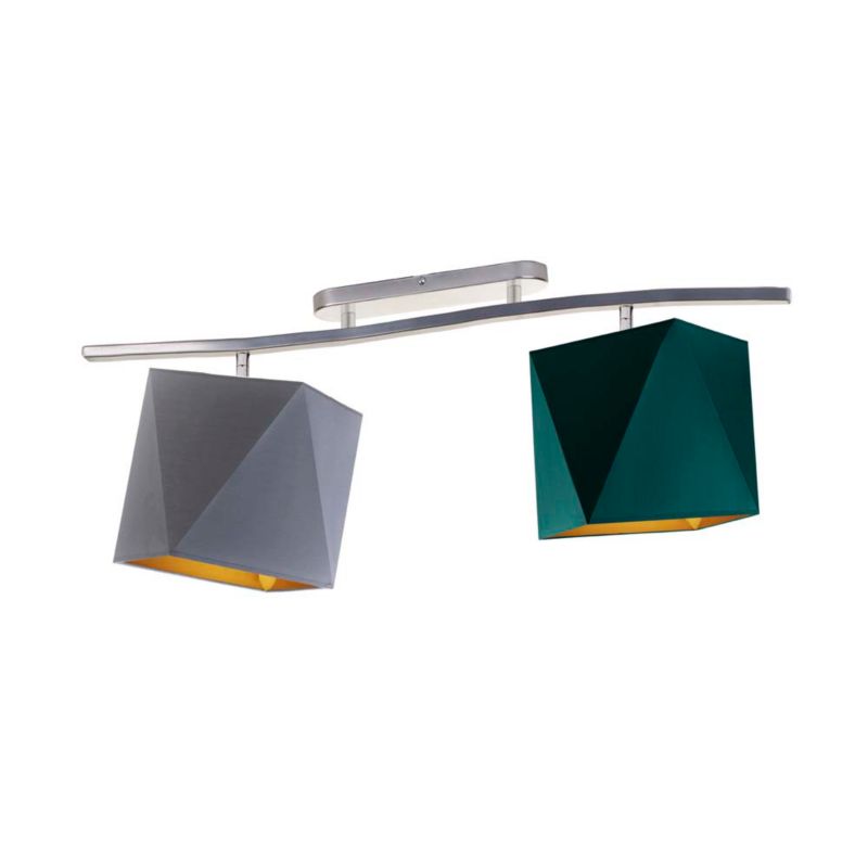 Lampa wisząca zwis Volta Light Factory żyrandol sufitowa z abażurami diament Szary, zieleń ze złotem MICHELLE FALA P2 1szt.