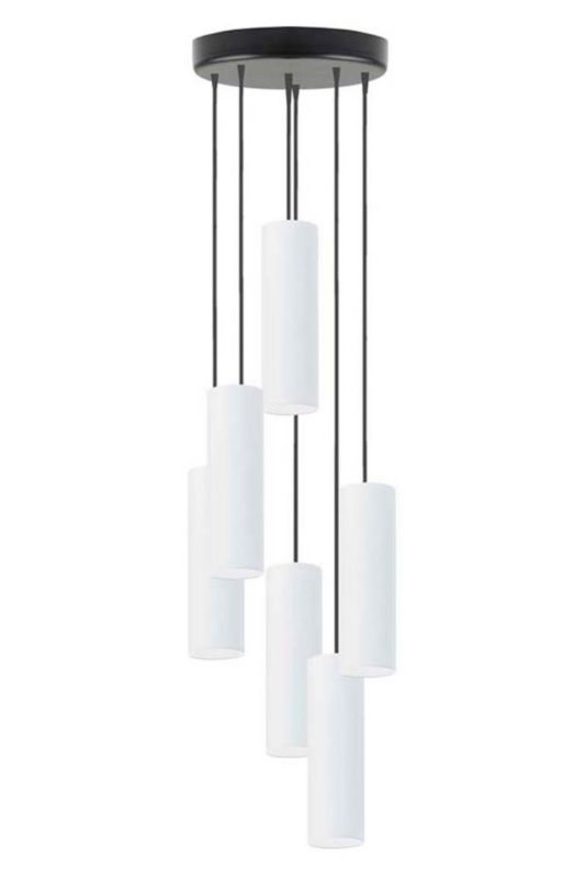 Lampa wisząca zwis Volta Light Factory żyrandol sufitowa z abażurami tuba Biały FINE Z6 1szt.