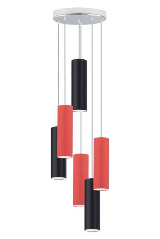 Lampa wisząca zwis Volta Light Factory żyrandol sufitowa z abażurami tuba Ceglany, czarny FINE Z6 1szt.