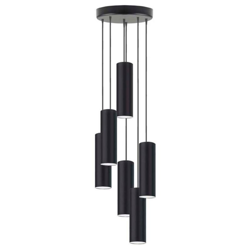 Lampa wisząca zwis Volta Light Factory żyrandol sufitowa z abażurami tuba Czarny FINE Z6 1szt.