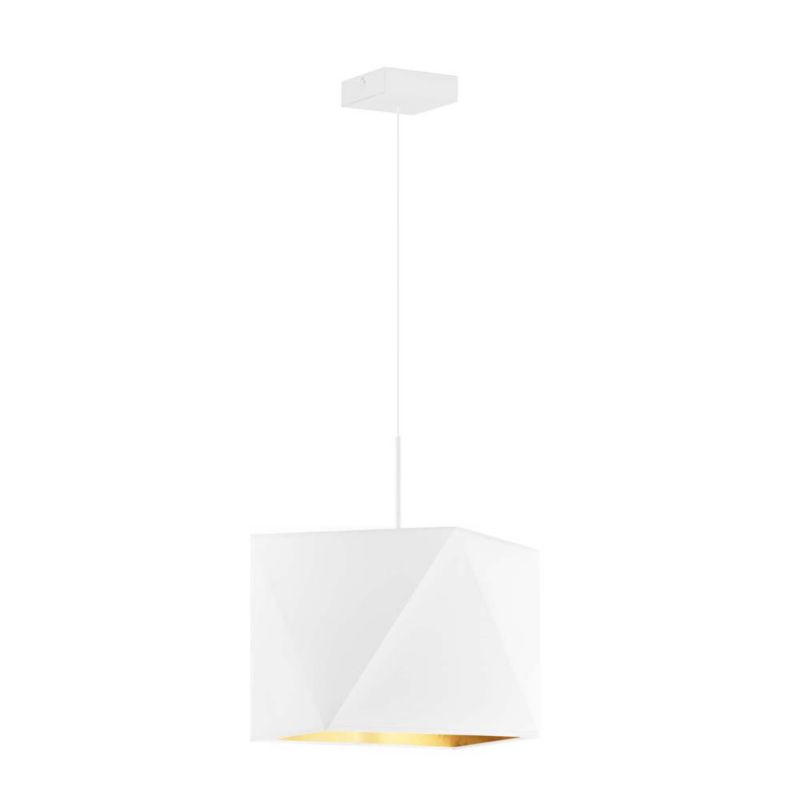 Lampa wisząca zwis Volta Light Factory żyrandol sufitowa z abażurem diament Biały ze złotem/biała BURNE 1szt.
