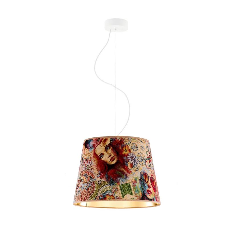 Lampa wisząca zwis Volta Light Factory żyrandol sufitowa z abażurem stożek Biały WENECJA 1szt.
