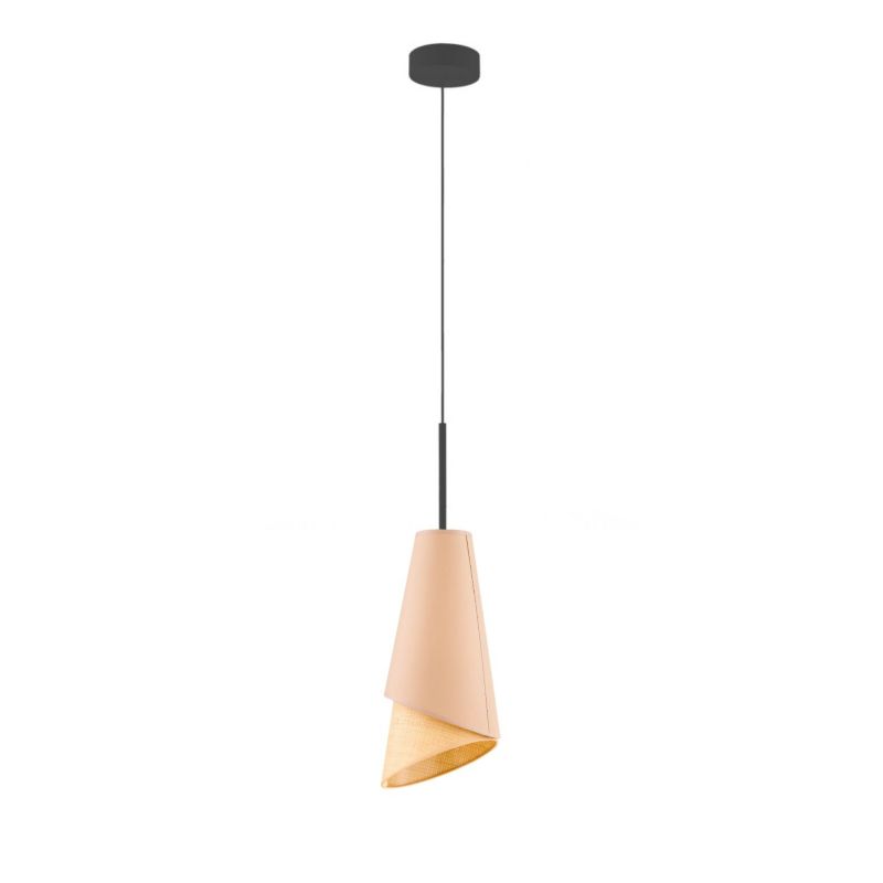 Lampa wisząca zwis Volta Light Factory żyrandol sufitowa z abażurem stożek czarny/beżowy DUO (+detal) 1szt.